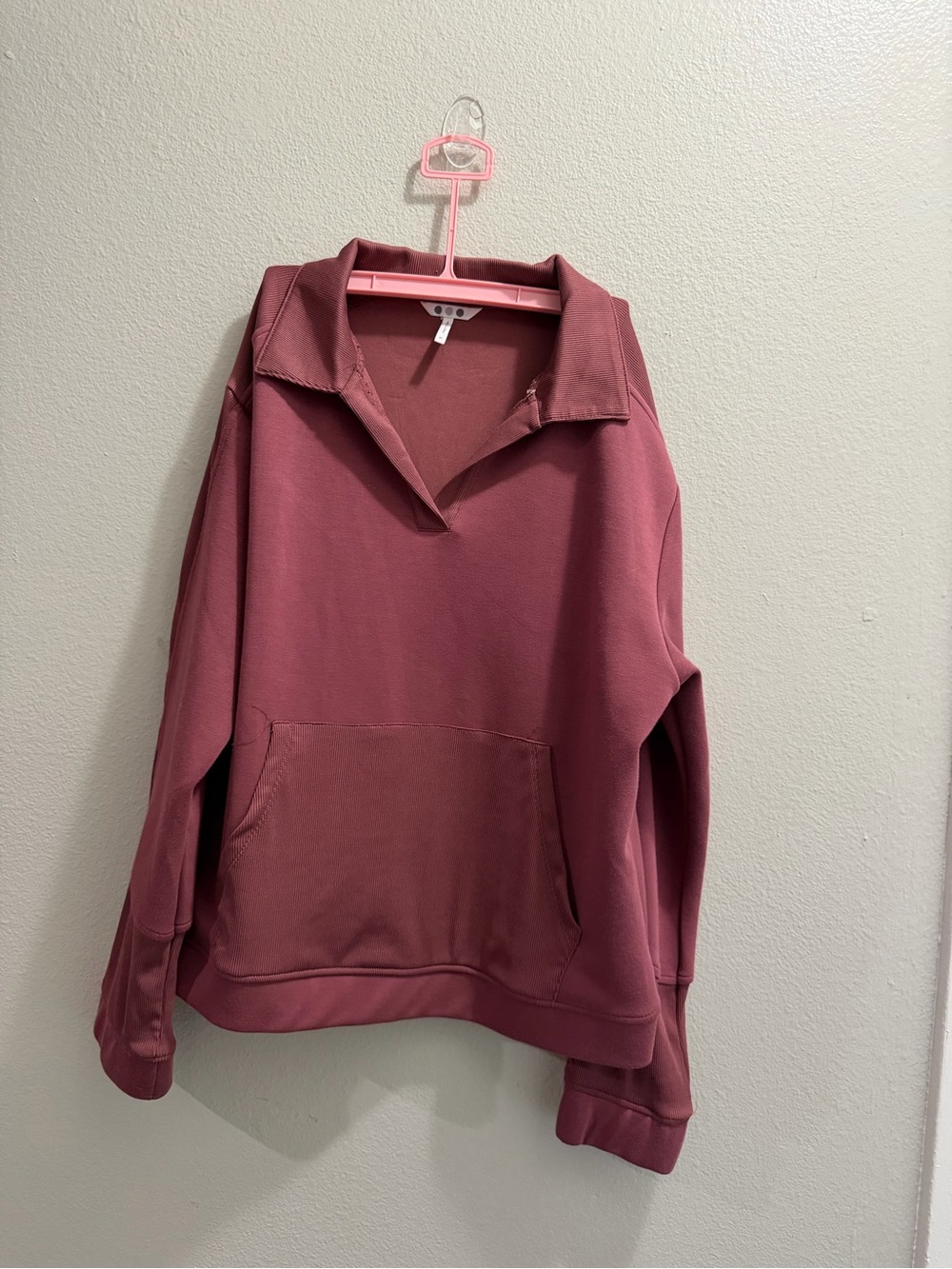 Three Dots Burgundy Relaxed Collared Pullover